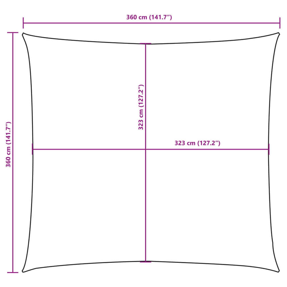 Sunshade Sail Oxford Fabric, Square, 3.6 X 3.6 M, Anthracite