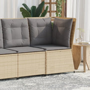 Divano Angolare da Giardino con Cuscini-Sofa da Giardino-Divanetto da esterno Beige in Polyrattan 600654