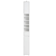 Armadio Colonna bagno, Mobile bagno alto con 2 Ante e 1 cassetto Bianco 20x20x180 BZR160-W