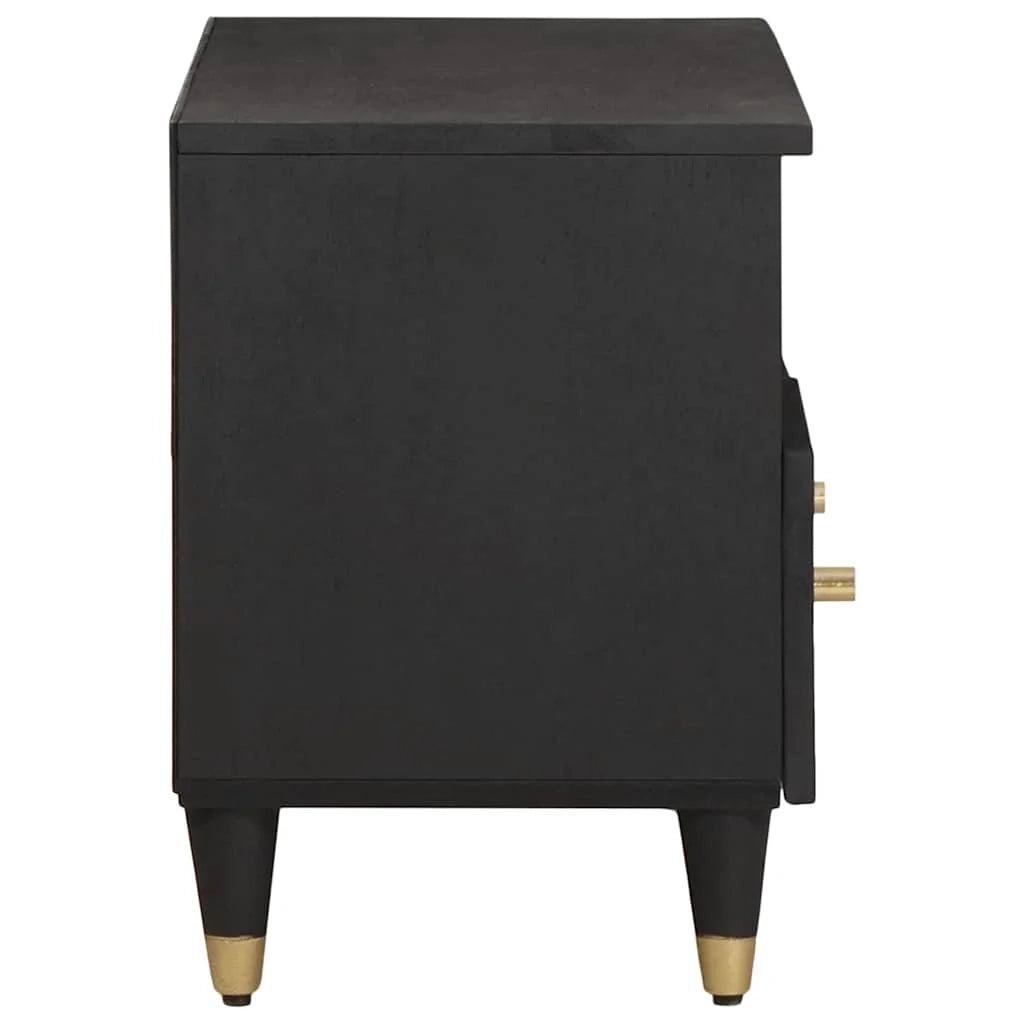 Mobile porta TV rettangolare con pratico contenitore 70 x 33 x 46 cm stile contemporaneo legno massello di mango nero 02_0057890