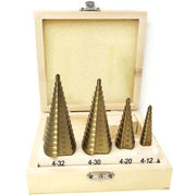 Trade Shop - Set 4 Frese Coniche Da 4 A 32 Mm Fresa Conica A Scalini Per Trapano Allargafori -