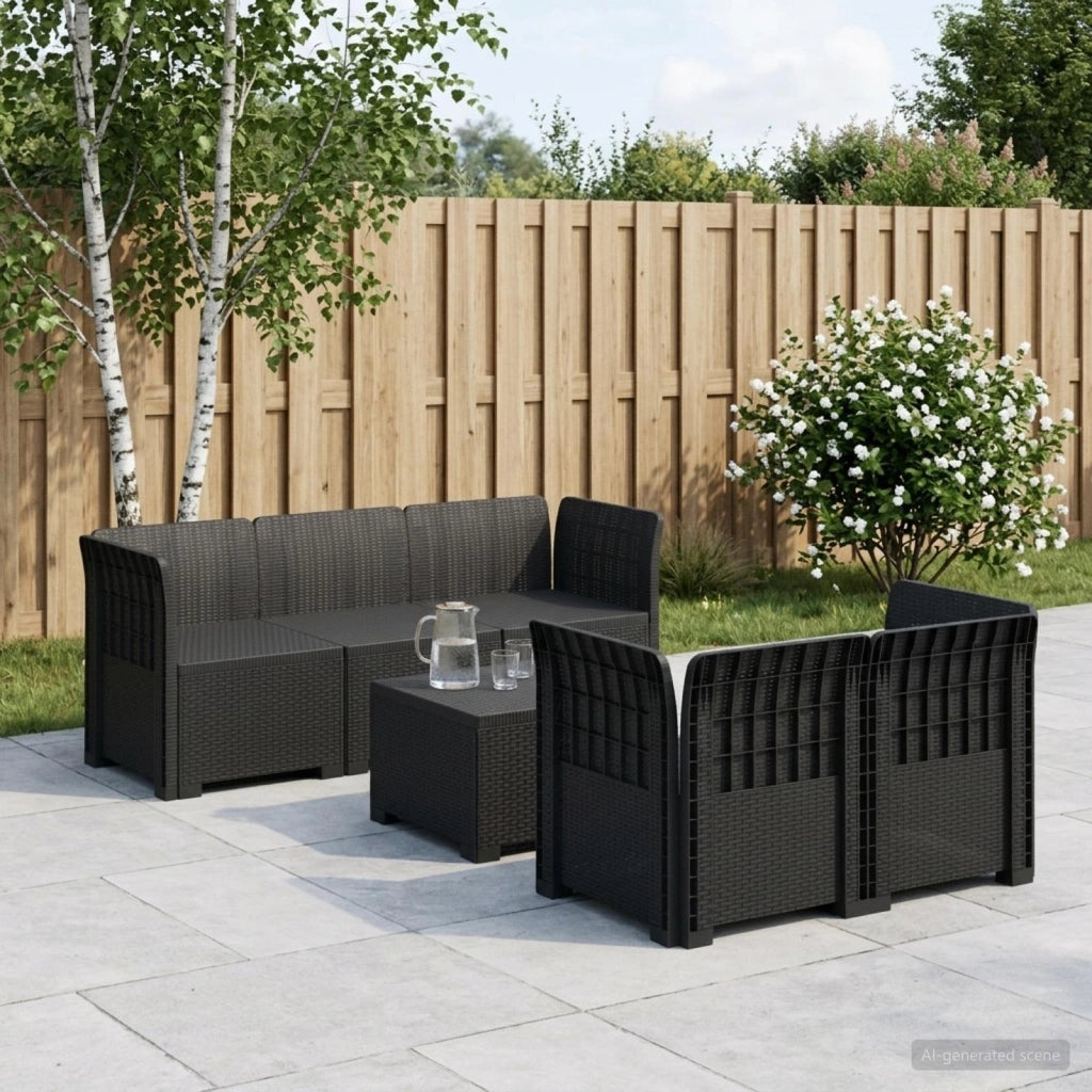 Divano da Giardino 5 Posti Stile Rattan PP Antracite 3443886
