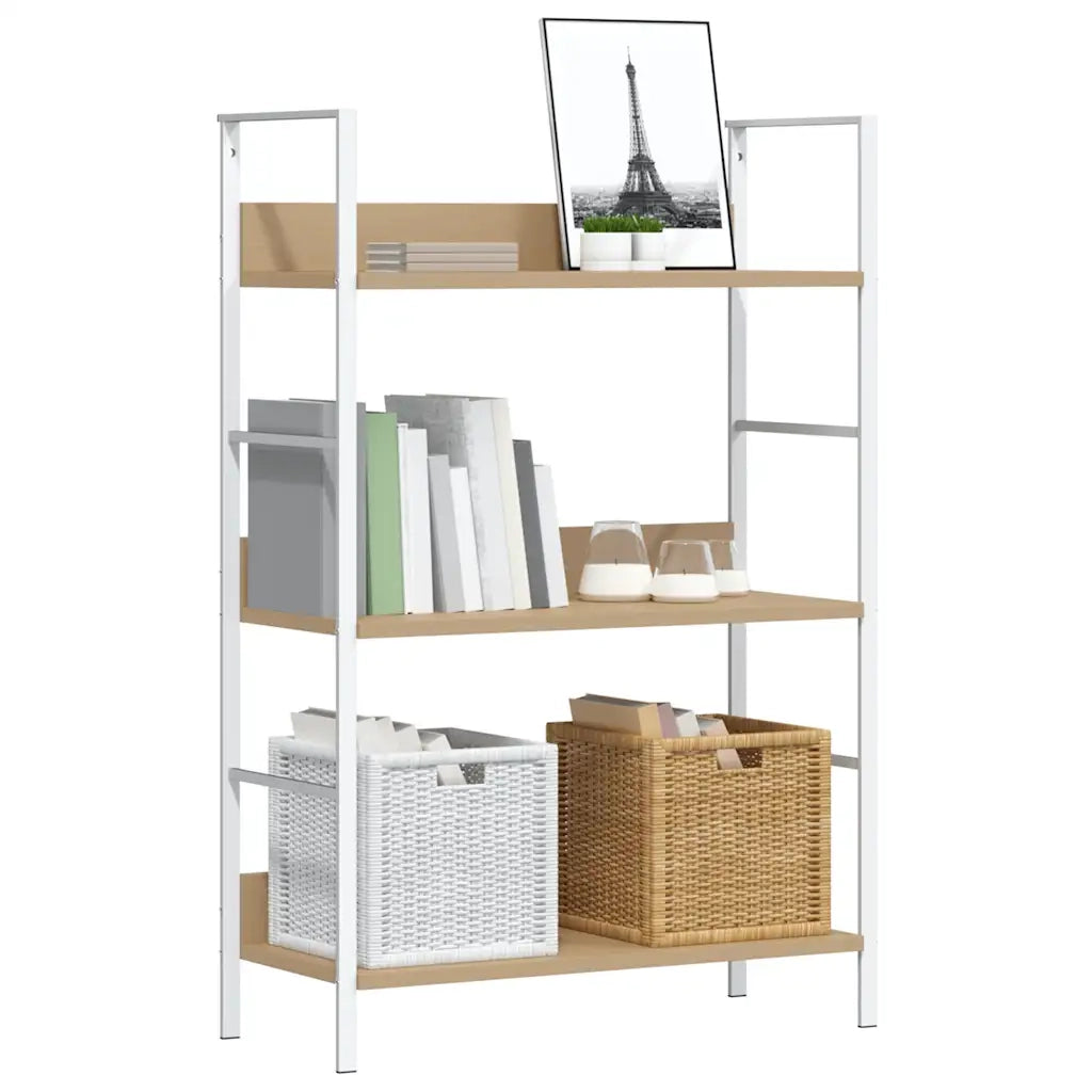 Scaffale Libri 3 Ripiani Rovere 60x27,6x90,5 Legno Multistrato 288221