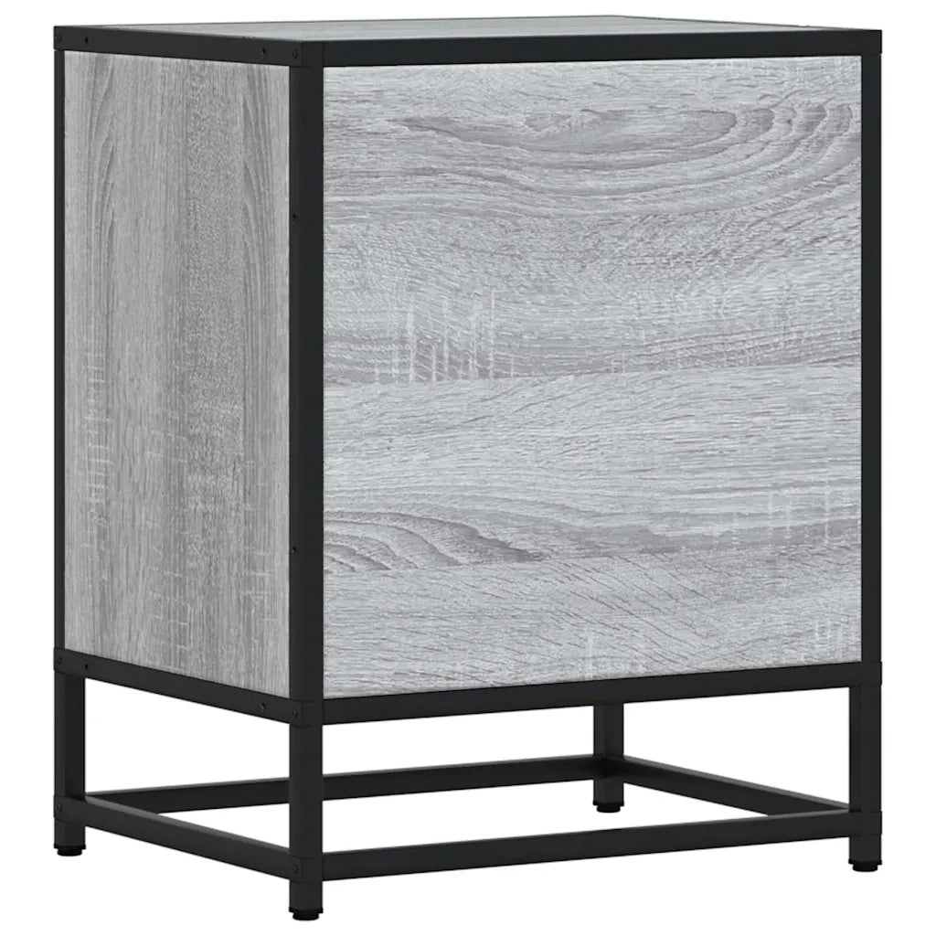Comodino Grigio Sonoma 40x31x50 cm Legno Multistrato e Metallo 848705