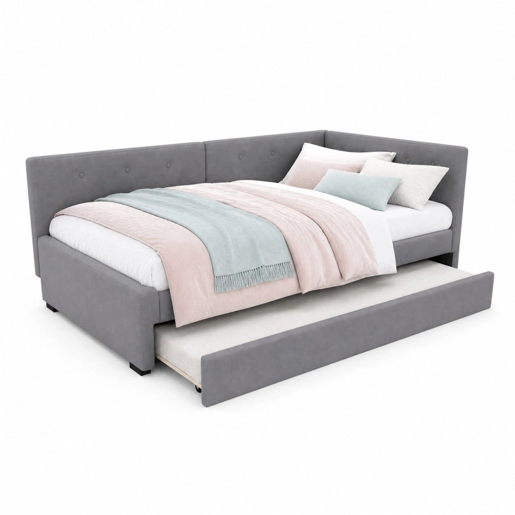 Letto estraibile 90x200 cm in velluto grigio