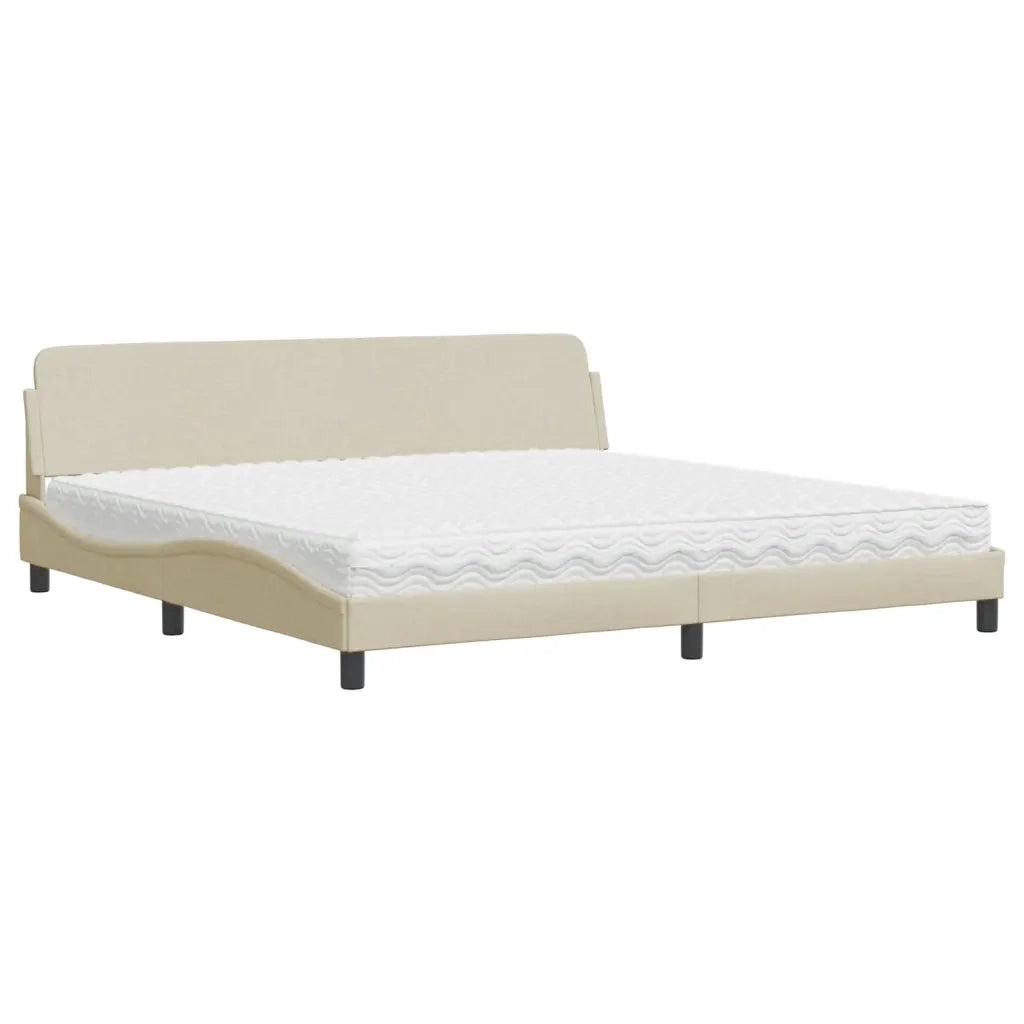 Letto con Materasso Dover Crema 200x200 cm in Tessuto 3208469