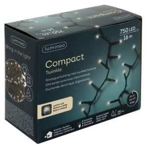 Filo Luminoso 16 m con 750 LED Bianchi Caldi