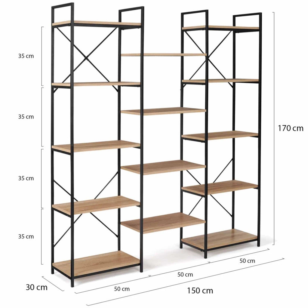 IDMarket - DETROIT libreria trio di design industriale a 5 livelli 170 cm