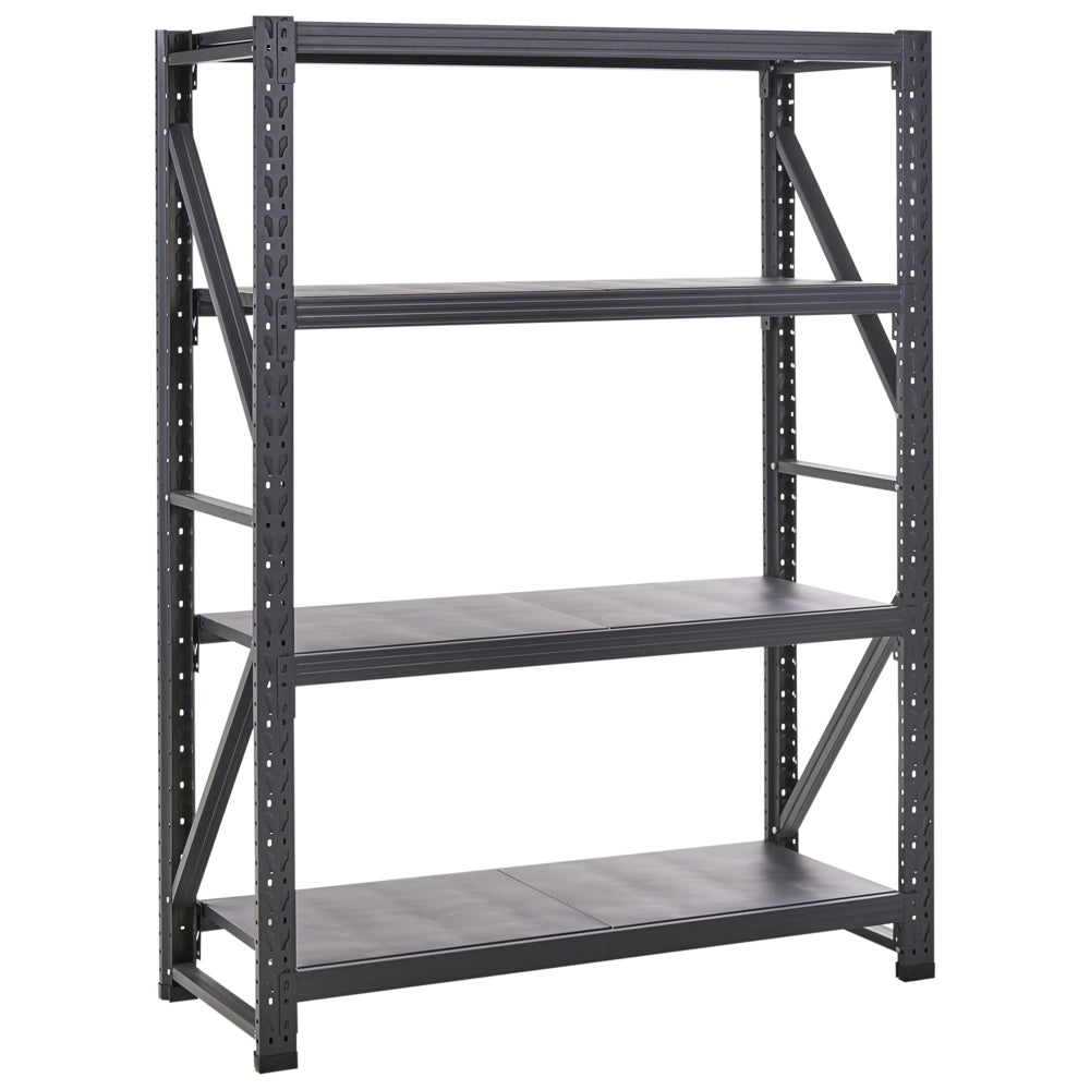 Scaffale moderno in metallo per esterni 4 ripiani nero 150 cm giardino garage