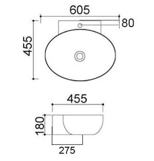 Lavabo appoggio 60.5x45.5 cm LA39 Bianco