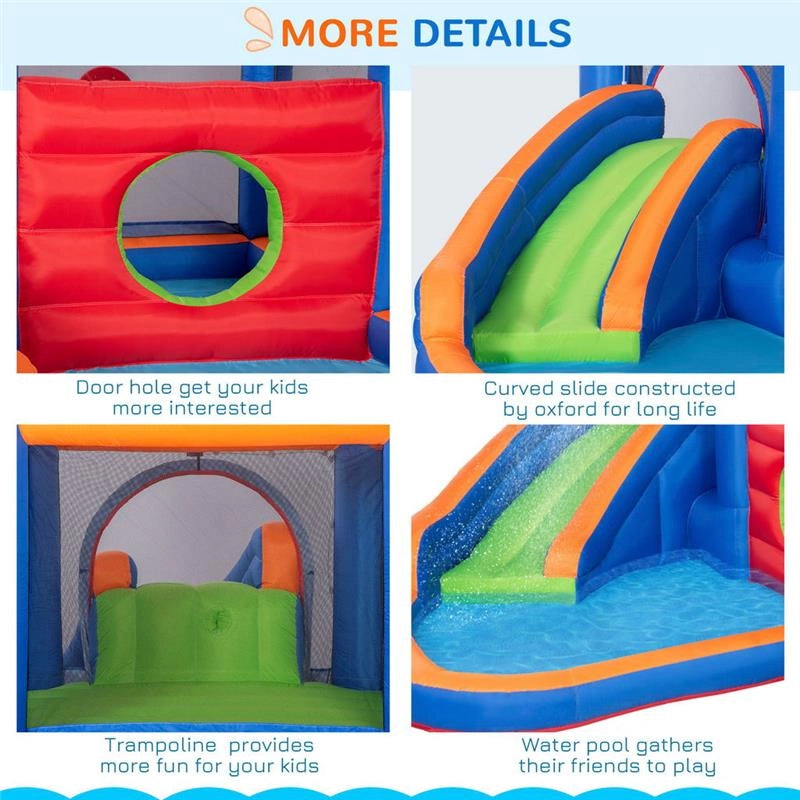 CASTELLO GONFIABILE CON SCIVOLO TRAMPOLINO E PISCINA 380X340X170CM