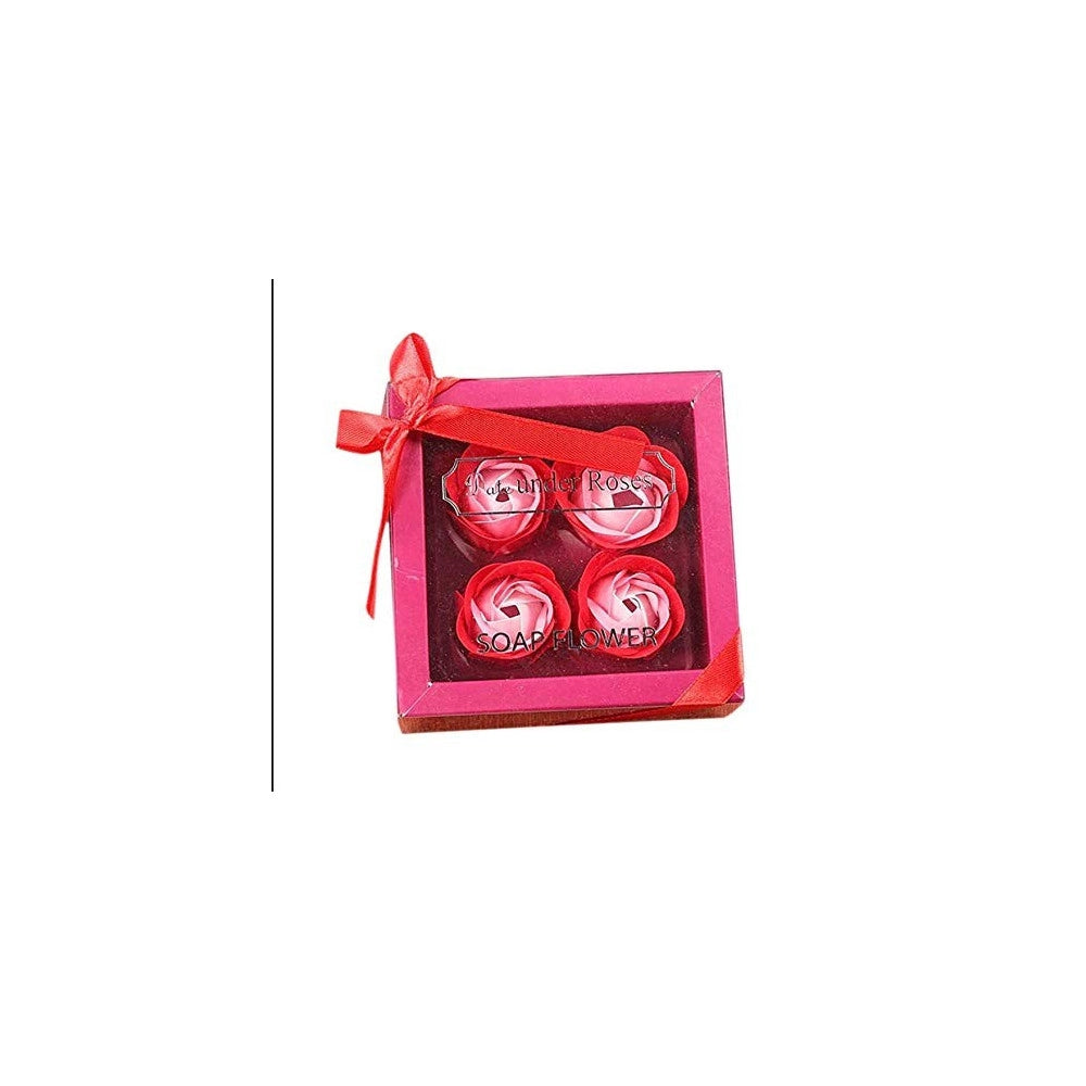 Trade Shop - Set 4pz Sapone Saponette Petali Rose Fiori Profumate Nozze Bomboniera Bagno Casa -