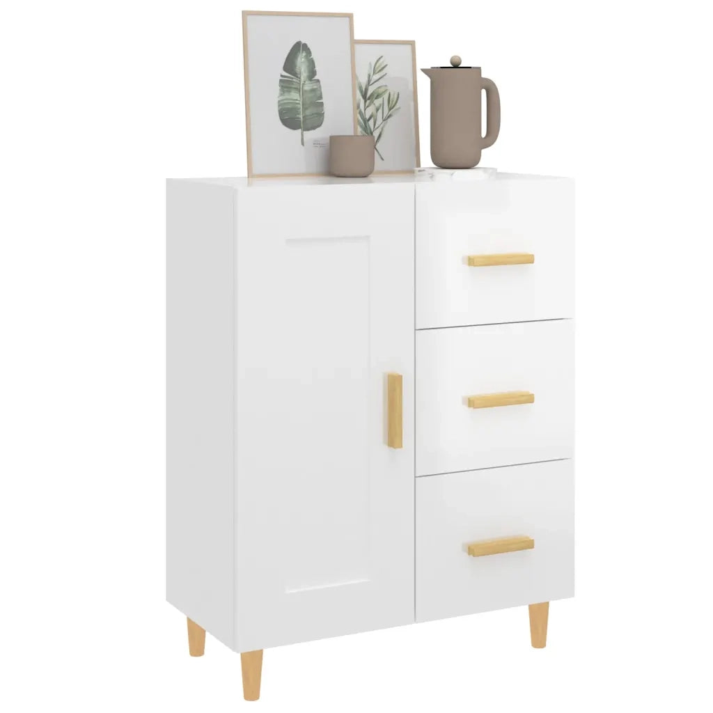 Credenza 69,5x34x90 cm in Legno Multistrato Bianco Lucido cod mxl 24420