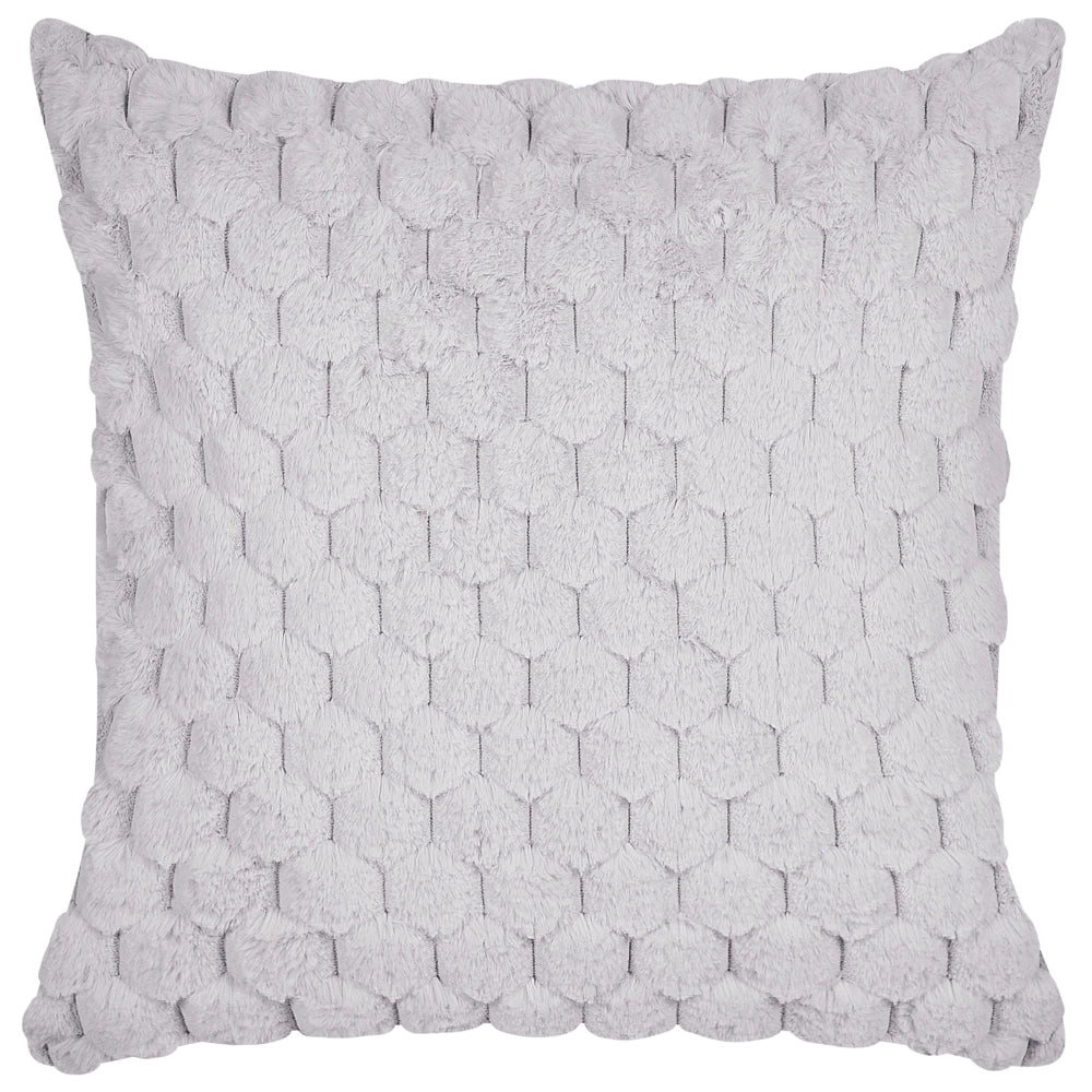 Set di 2 cuscini in ecopelle grigio chiaro con motivo a nido d'ape 43 x 43 cm soggiorno camera da letto