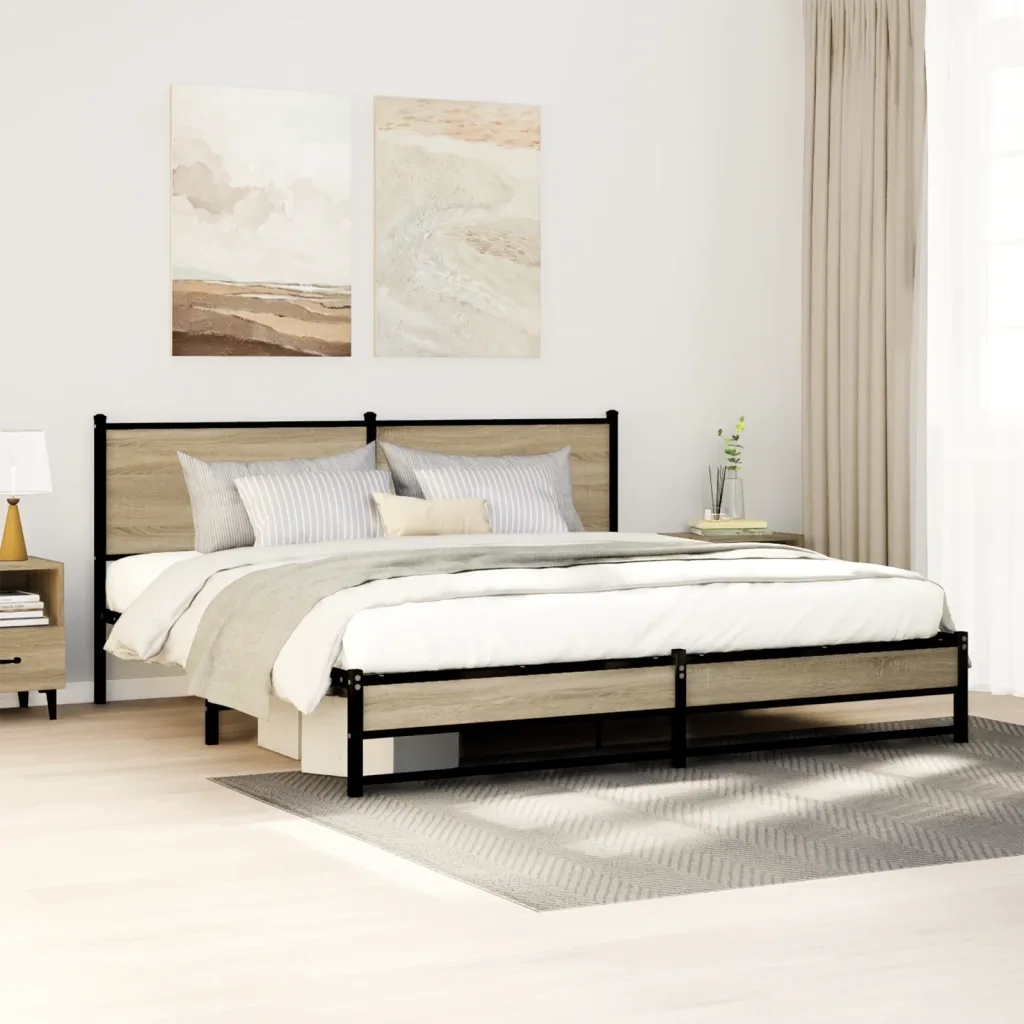 Giroletto senza Materasso in Metallo-Struttura Letto Rovere Sonoma 180x200 cm 766385