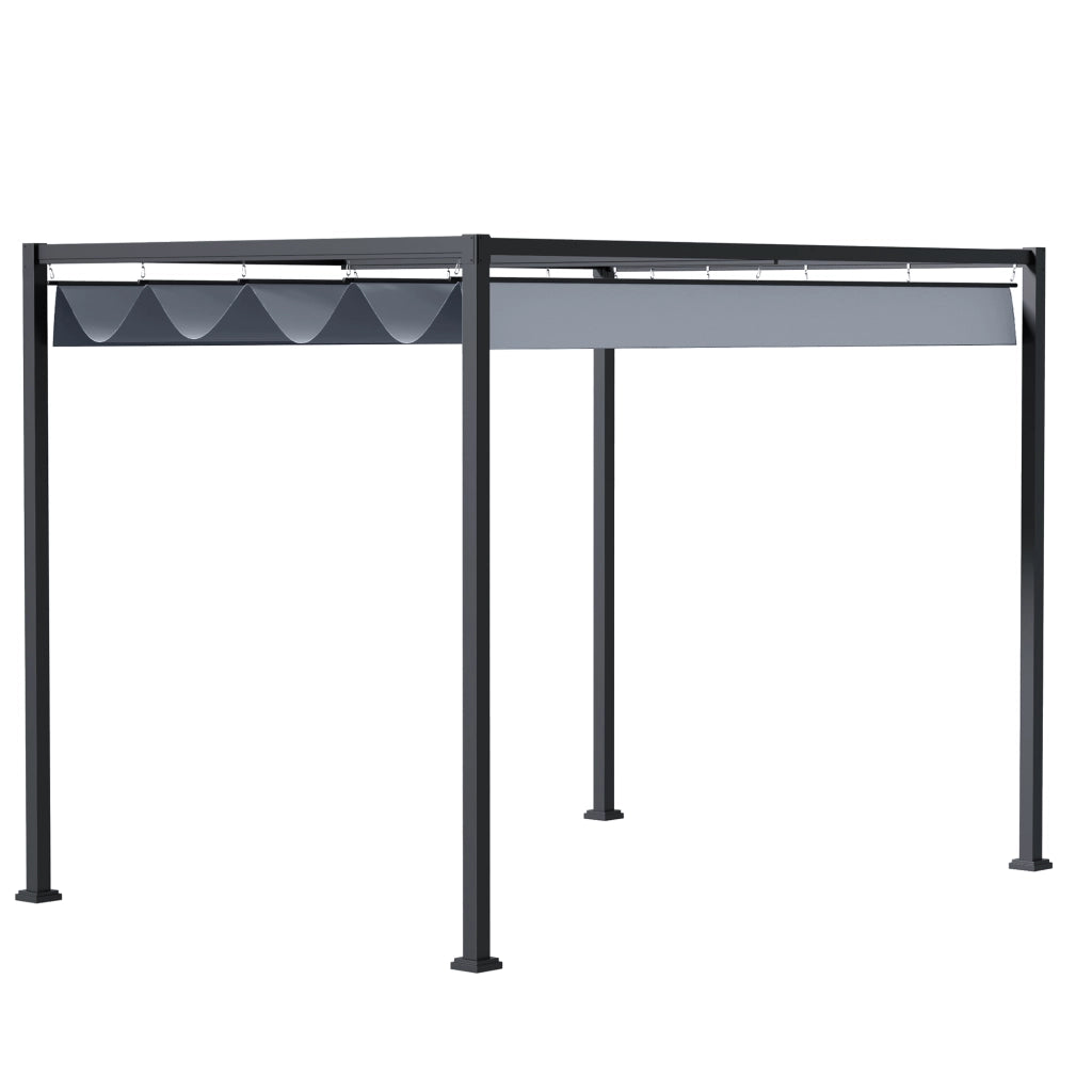 Gazebo da giardino Pergola 4x3m tetto in acciaio per patio gazebo da giardino con tetto regolabile indipendente protezione solare per patio e giardino grigio scuro