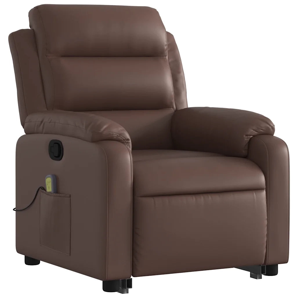 Poltrona Alzapersona Reclinabile Massaggio Marrone Similpelle 3205051