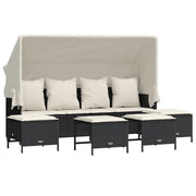 Set Divani da Giardino 5 pz | Set Salotto da Giardino con Cuscini in Polyrattan Nero