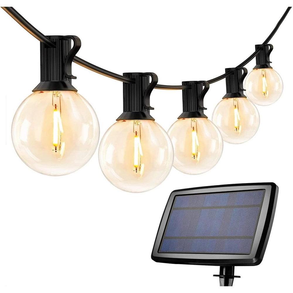 Catenaria di luci da esterno con 27 bulbi con pannello solare