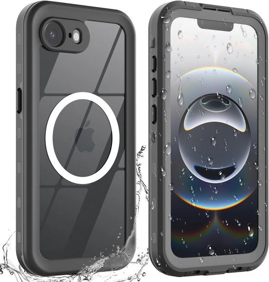 Casella Acquatica - iPhone 16e - Protezione 360° - Nero - Resistente ai Colpi - Idrogrado - Adatto per iPhone 16e - TPU Trasparente