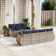 Set Divani da Giardino 8 pz con Cuscini Grigio in Polyrattan 3224913