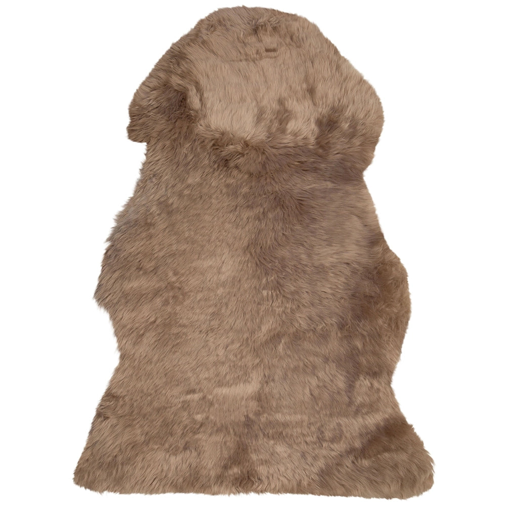Tappeto in pelle di pecora marrone chiaro 65 x 110 cm a pelo lungo naturale in stile rustico