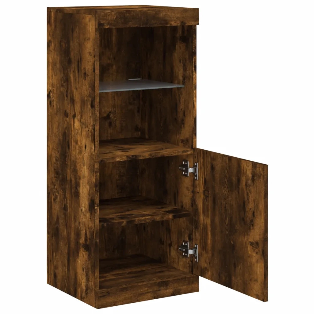 Credenza | Madia | Buffet da pranzo | Armadio da pranzo con Luci LED Rovere Fumo 41x37x100 cm