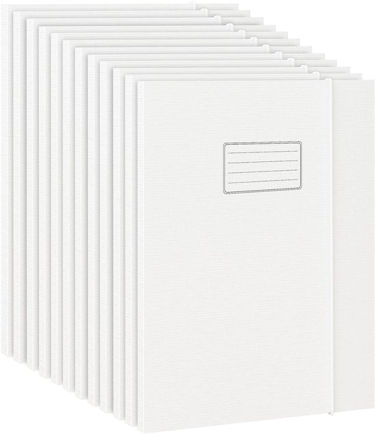 12 pacchi di cartelle A4, 1,13 cm spessore, realizzate con 350 g/m² cartone extra resistente con 3 chiusure per cartelle A4, con etichetta e elastico, adatte per l'archiviazione di documenti - bianco