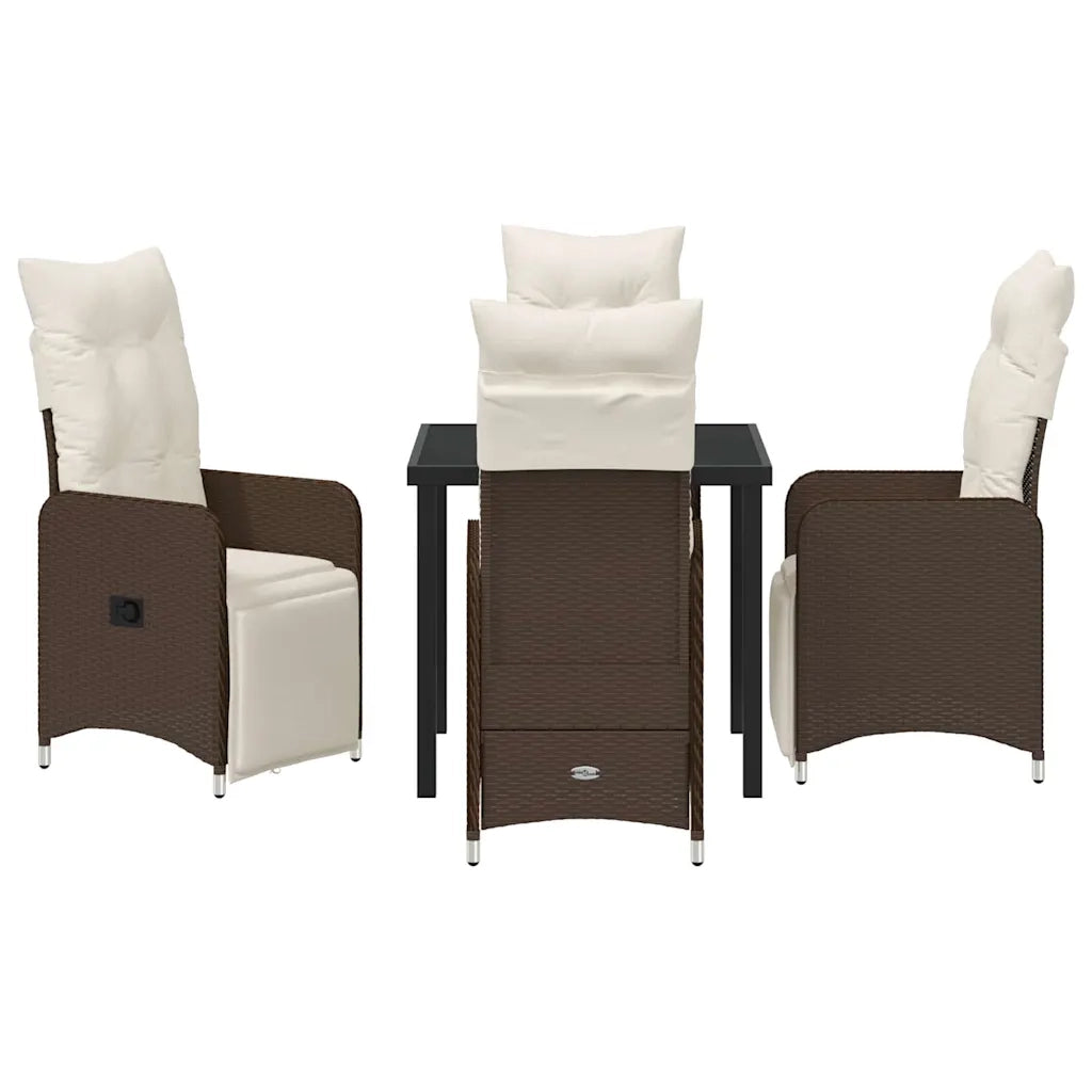 Set da Pranzo per Giardino con cuscino 5 pcs Marrone polyrattan