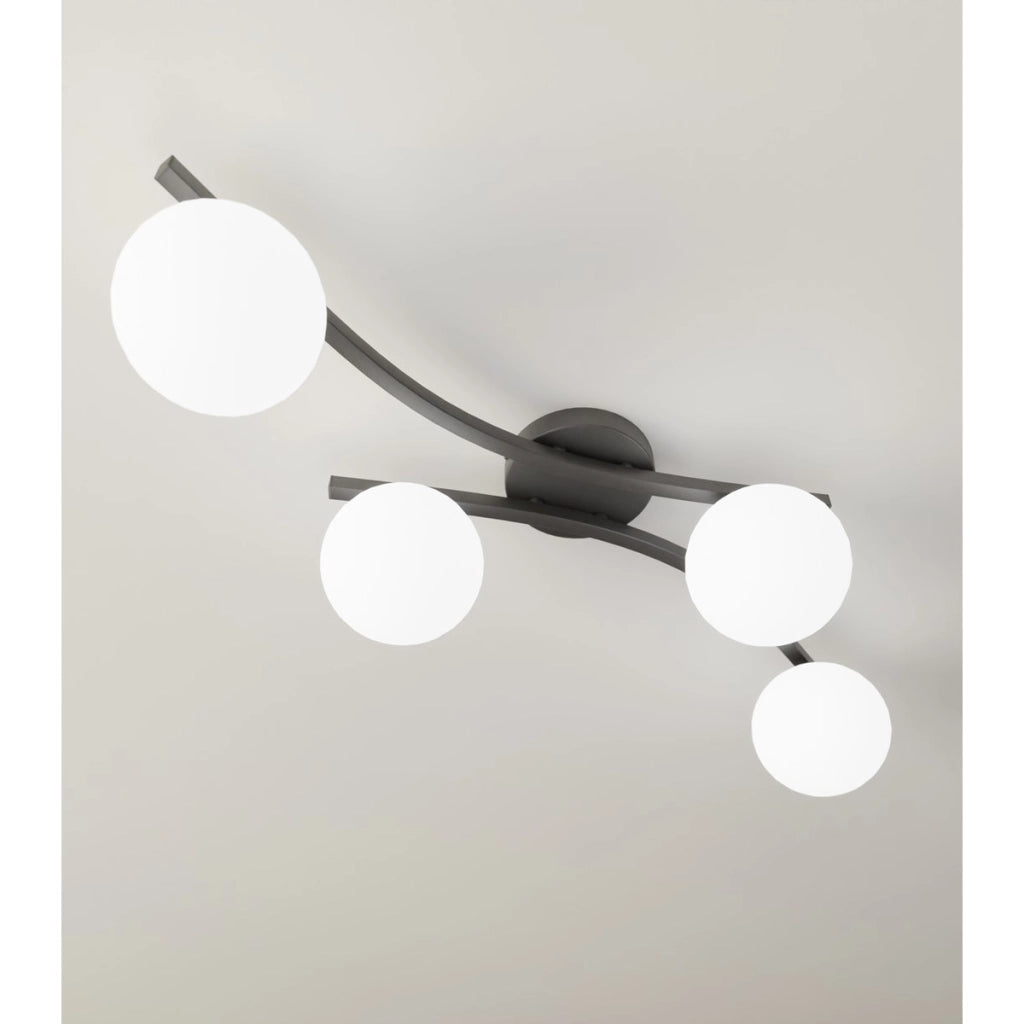 Lampada a sospensione Opus in acciaio nero opaco e vetro