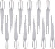 Set di 12 forchette e cucchiai in acciaio inossidabile per feste - Forchette e cucchiai riciclabili per salate e dessert - Forchette per cocktail e antipasti - Spiedo per matrimoni - Argento
