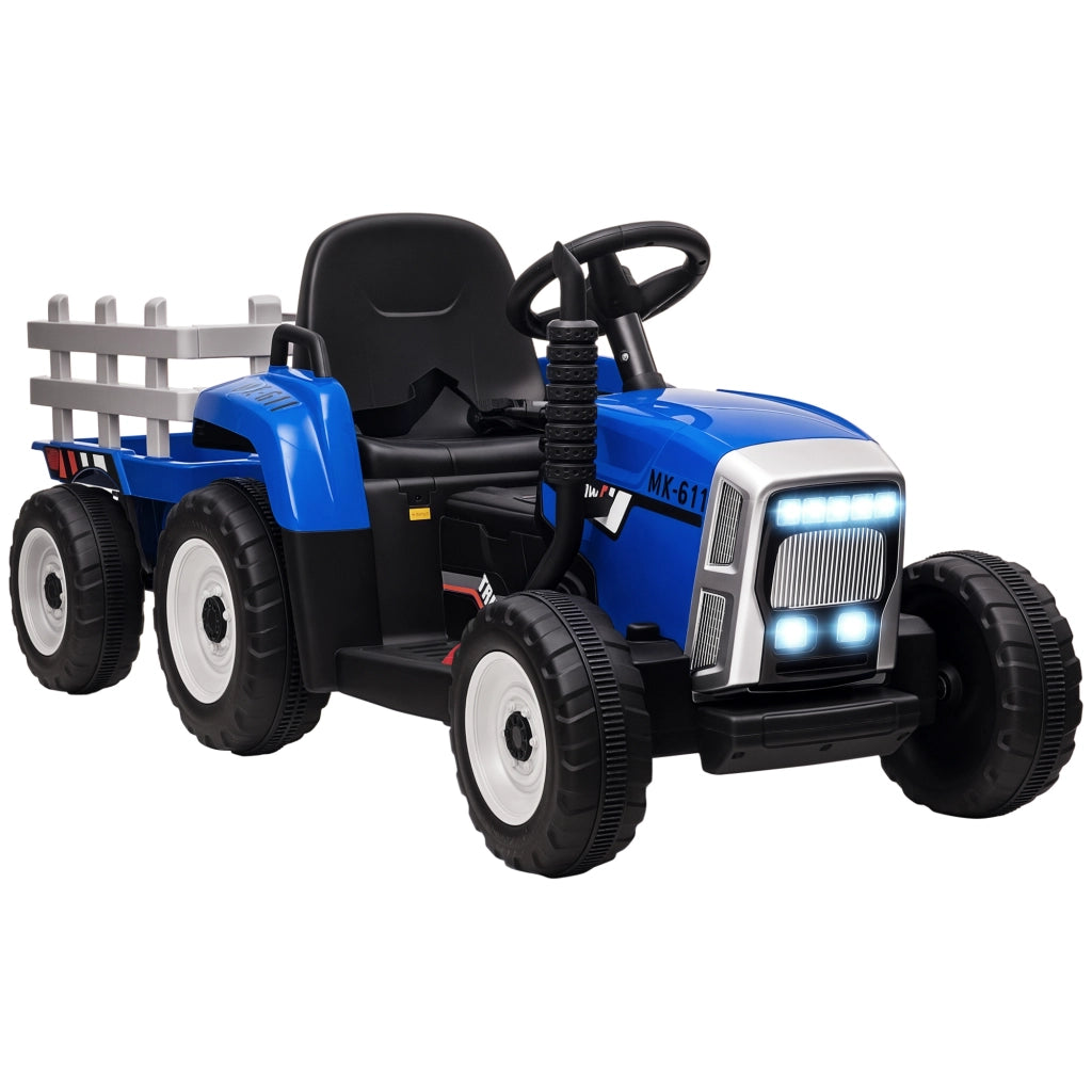 Auto elettrica per bambini con rimorchio e telecomando ¨C zephmum ¨C Blu