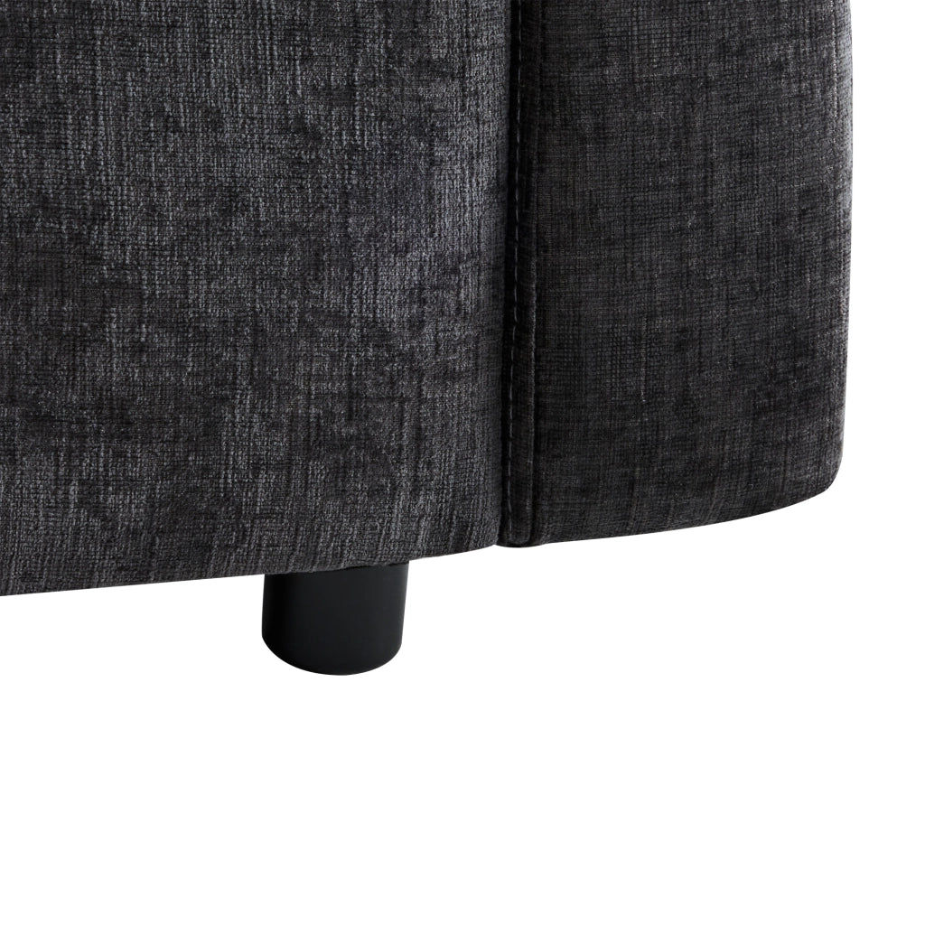 SOFA angolare modulare 216x161x81 cm in chenille grigio con pouf e 4 cuscini