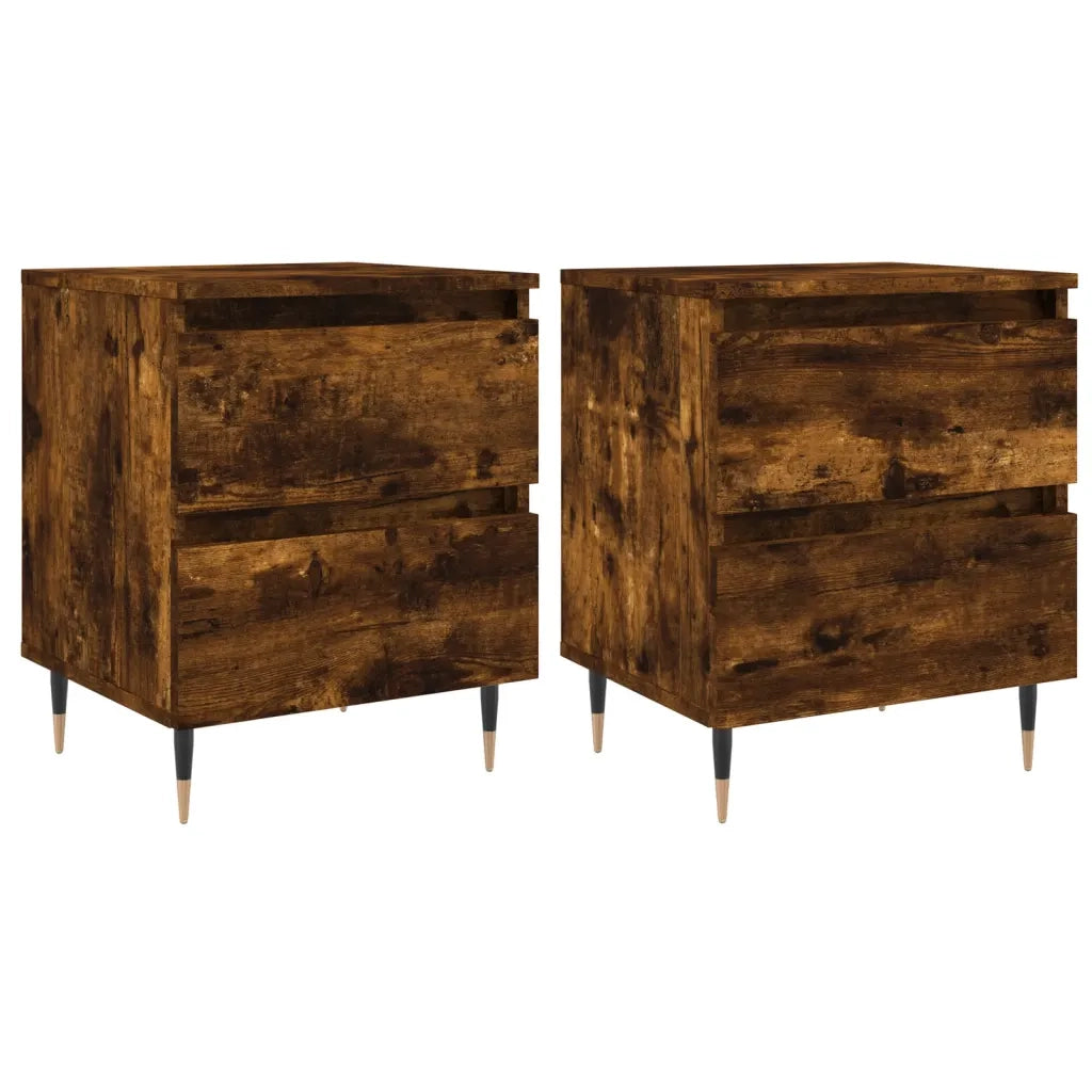 Comodini 2pz-Set di 2 Tavolino da notte Rovere Fumo 40x35x50 cm in Legno Multistrato 946880