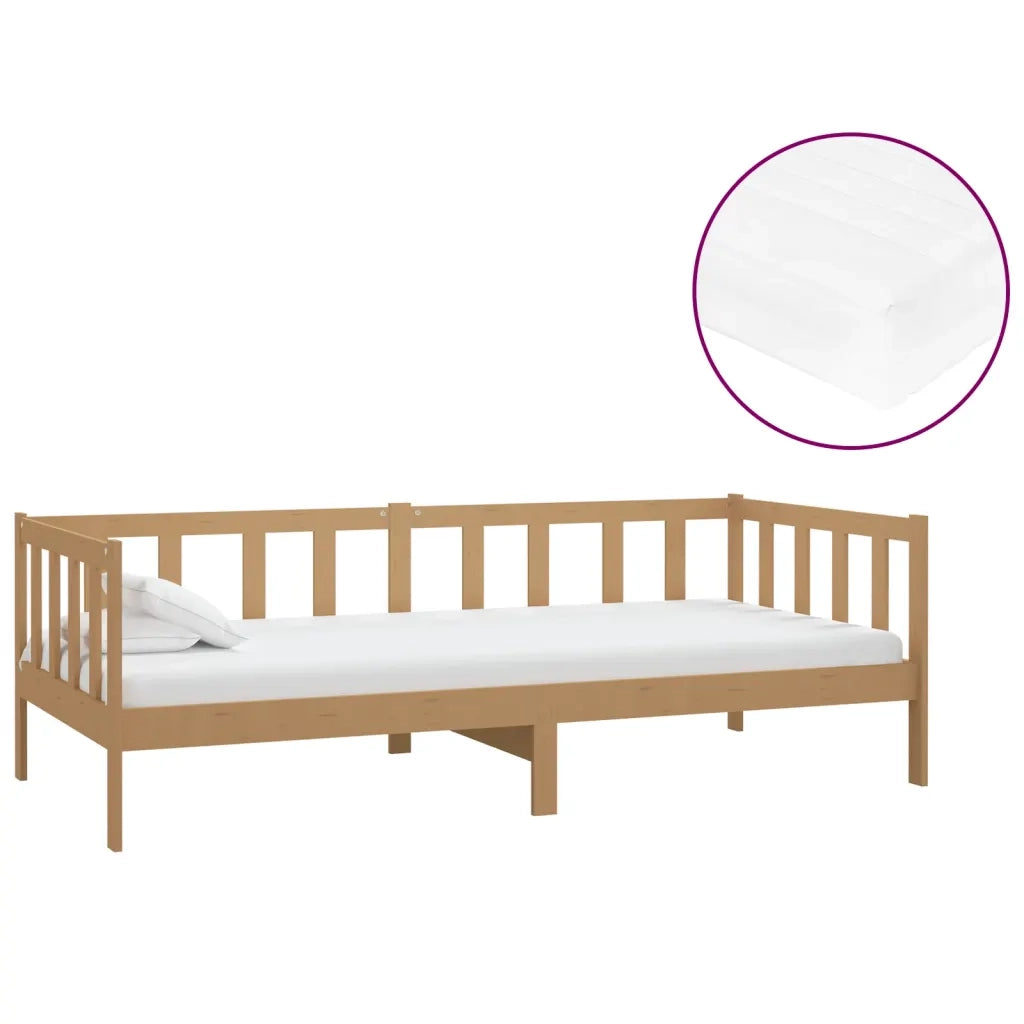 Divano Letto con Materasso 90x200 cm ambra in Legno di Pino 3083607