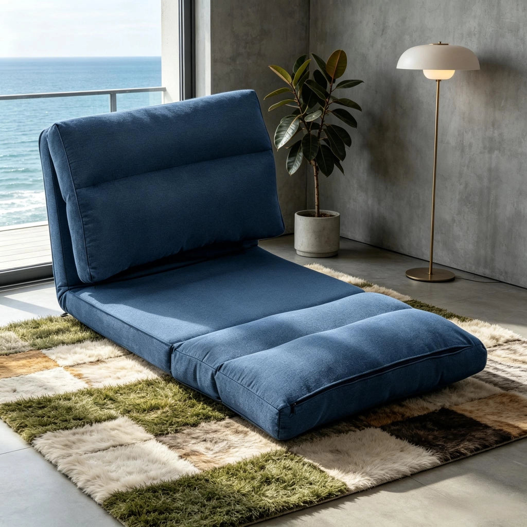POLTRONA Reclinabile da pavimento 70x72x56 cm Blu in poliestere
