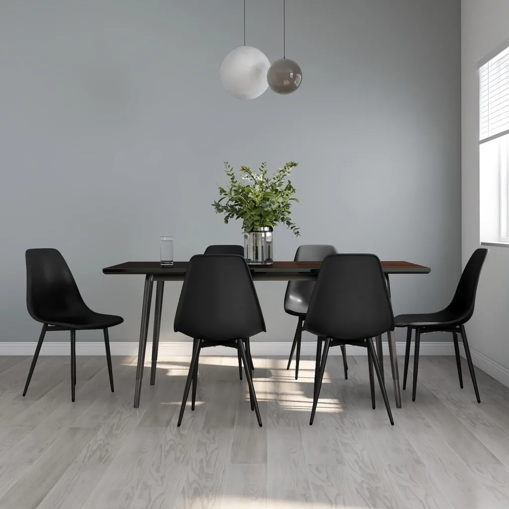 Sedie da Pranzo 6 pz | Sedie da cucina Nere in PP
