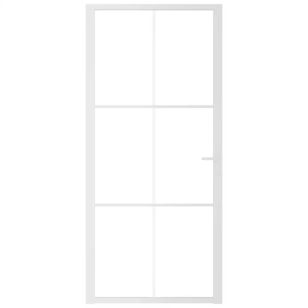 Porta Interna 93x201,5 cm Bianca in Vetro ESG e Alluminio 350574