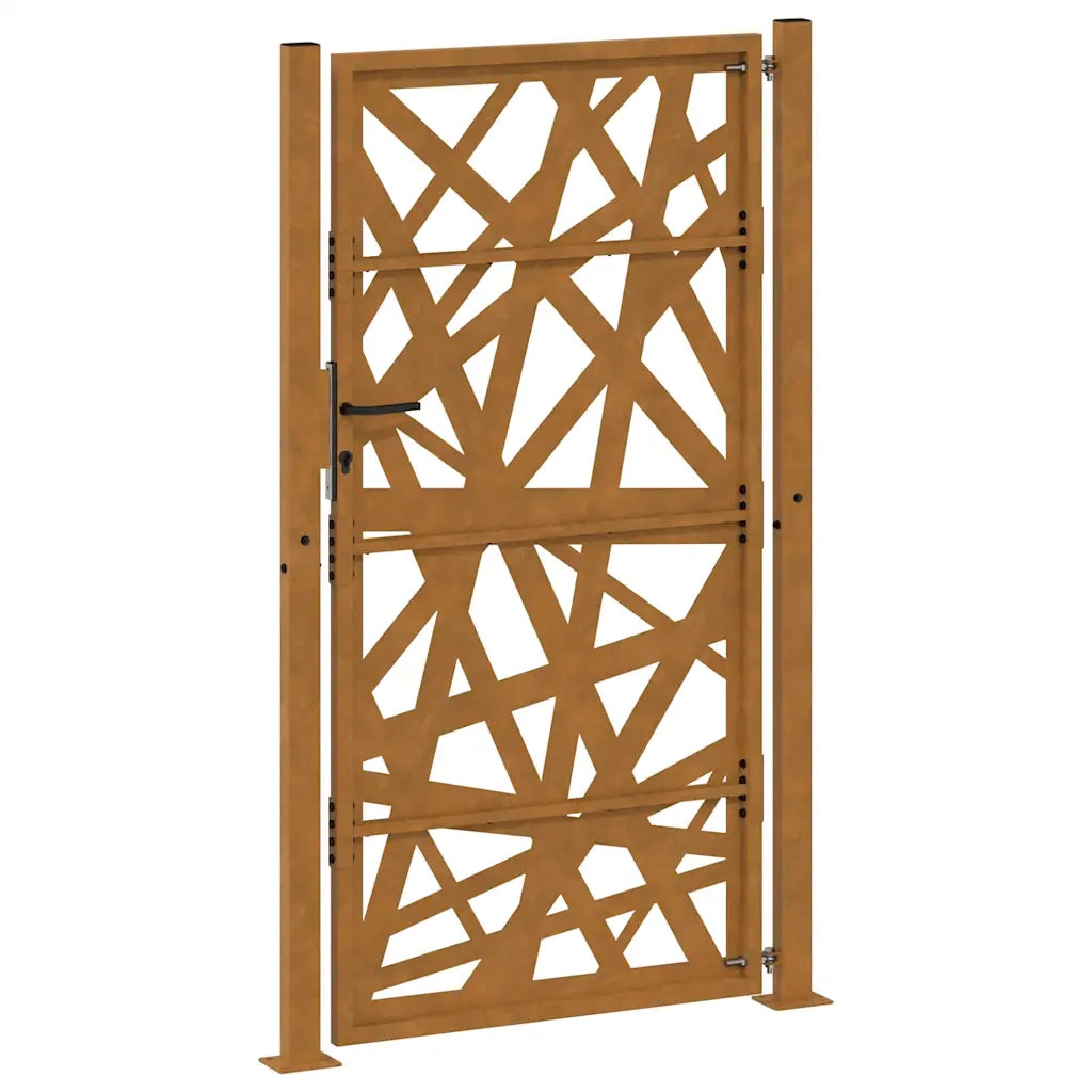 Cancello da giardino 100x200 cm in acciaio corten design leggero 4100958
