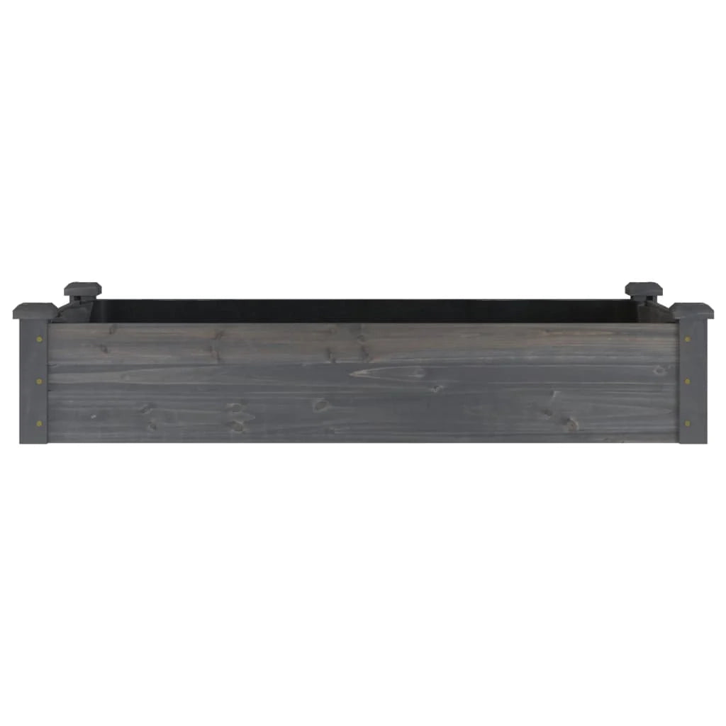 Fioriera rialzata per piante fiori patio giardino rivestimento 120 x 60 x 25 cm legno massello di abete grigio 02_0039838