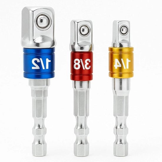 Set di adattatori chiave a vite 1/4", 3/8" e 1/2" per trapani e destriatori - Attrezzo robusto e versatile per fai da te e riparazioni