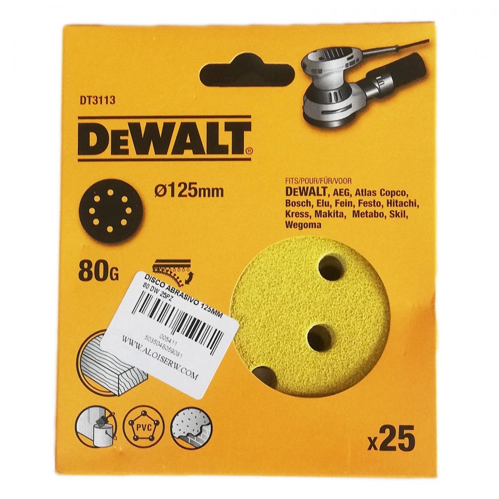 Dewalt 25pz da 150mm disco abrasivo per levigatrice con velcro, grana 120