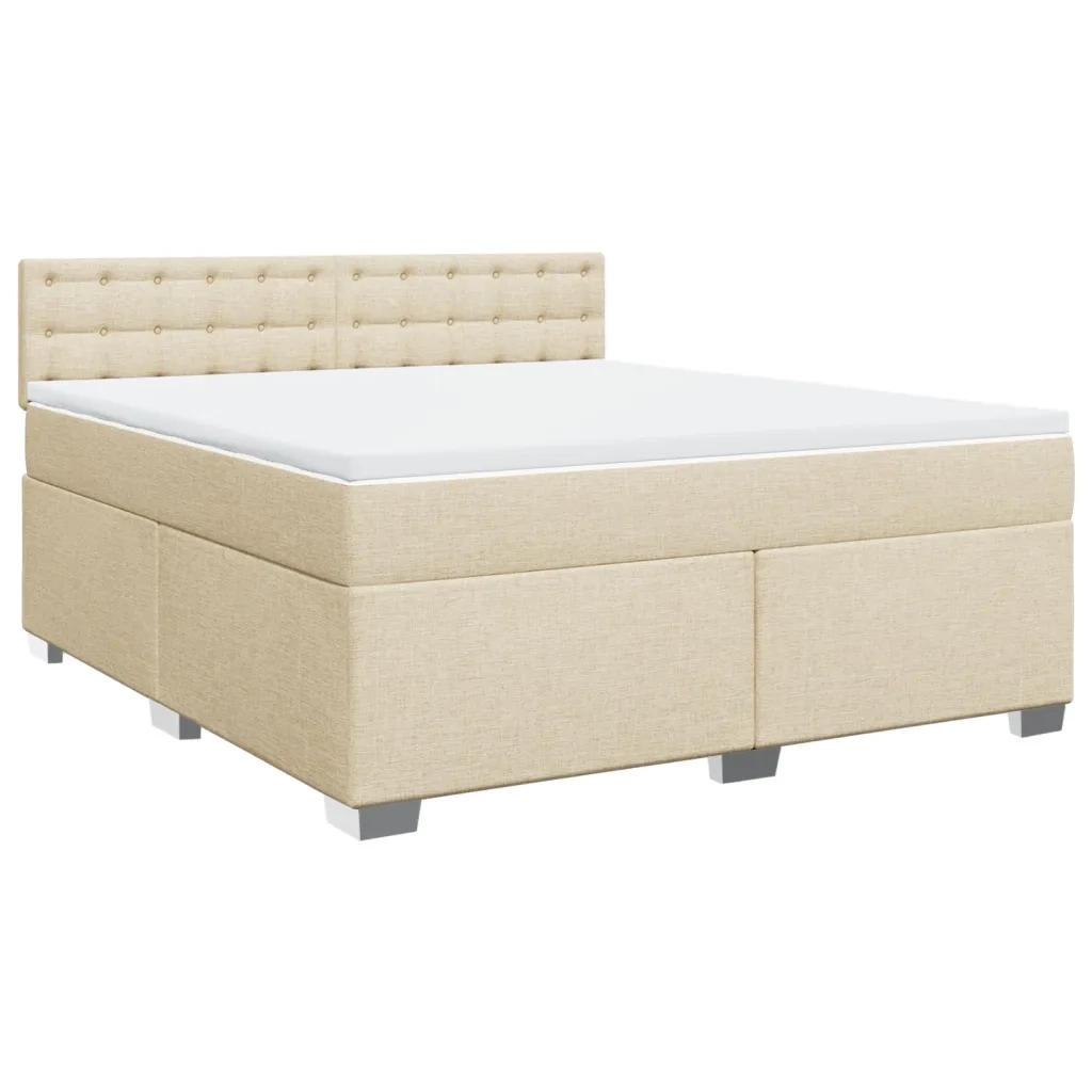 Giroletto a Molle con Materasso Crema 180x200 cm in Tessuto