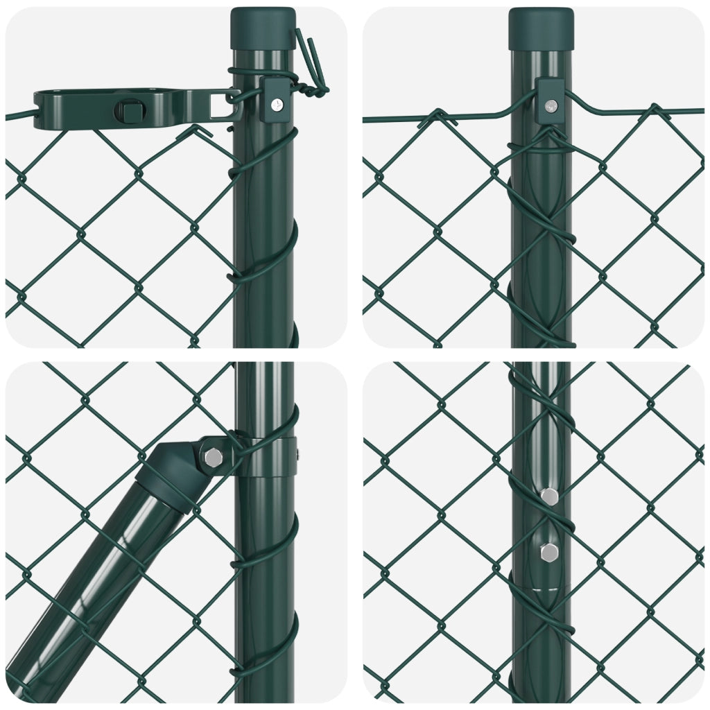 Recinzione a Maglie con 7 Post 1x10 m Acciaio Zincato Verde