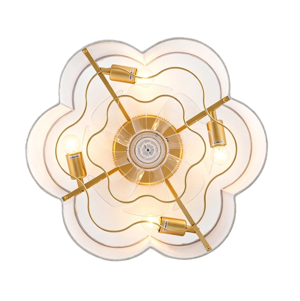 Ventilatore da soffitto con luce a forma di fiore; controllo via app e telecomando; rame