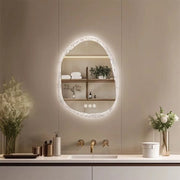Specchio Bagno LED senza Cornice - Design Unico Irregolare - Illuminazione di Sfondo Regolabile & Anticondensazione - 70x90cm