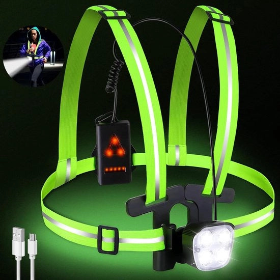 Lampada da Corsa USB 500 Lumen IPX6 Resistente all'Acqua - LED Regolabile - Adatta per Corsa, Jogging e Campeggio