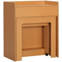 Tavolo Pieghevole da Pranzo max 5 Persone in Truciolato e Acciaio, 84x180x100 cm, color Legno