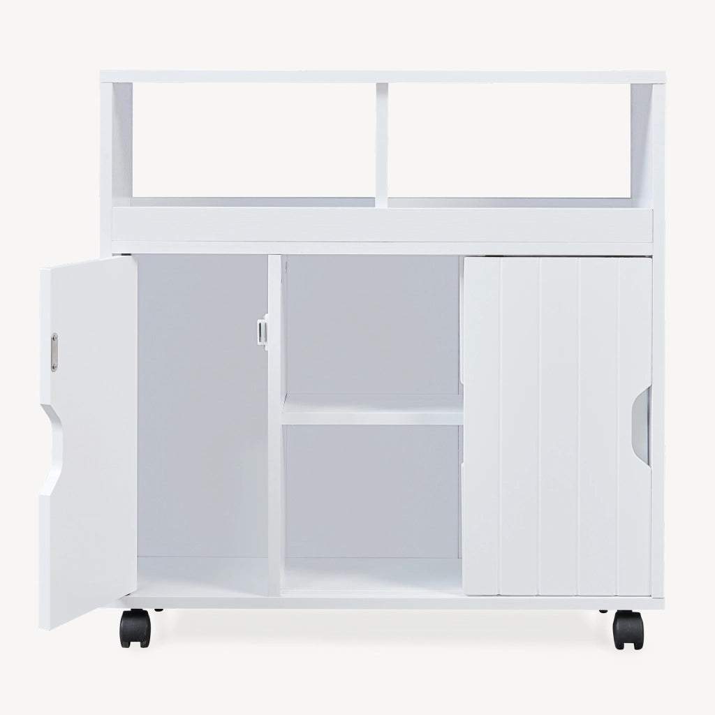 Armadietto Stretto Fadeskimma Mobile Contenitore con Rotelle e 3 Ante 72x70x20 cm Bianco [en.casa]