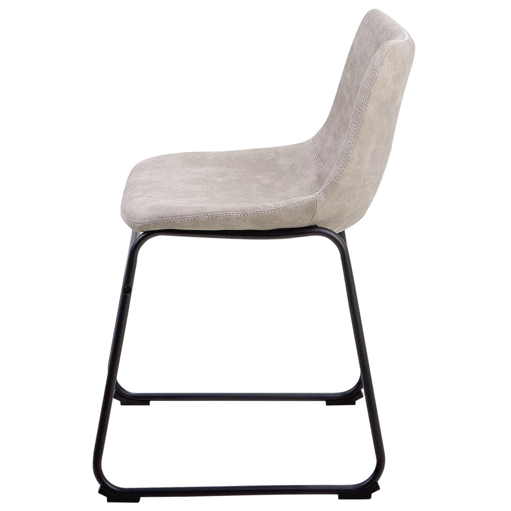 Set di 2 sedie da pranzo rivestimento in tessuto beige gambe nere stile retrò rustico